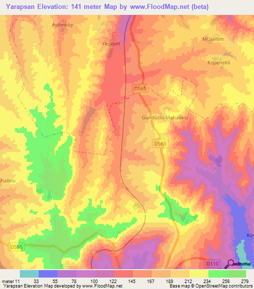 Yarapsan,Turkey Elevation Map