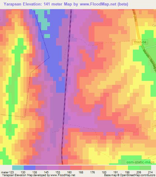 Yarapsan,Turkey Elevation Map