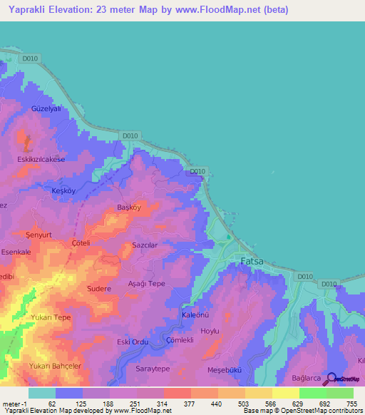 Yaprakli,Turkey Elevation Map