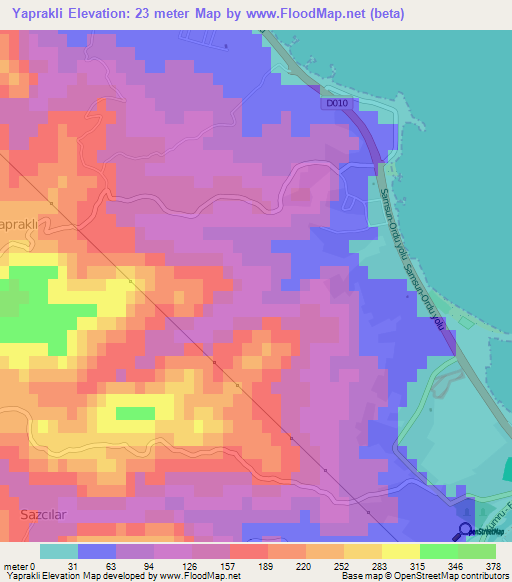 Yaprakli,Turkey Elevation Map