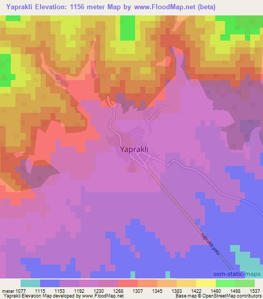 Yaprakli,Turkey Elevation Map