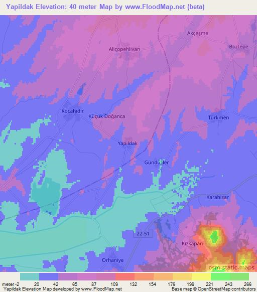 Yapildak,Turkey Elevation Map