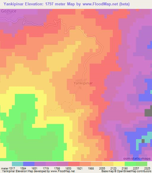 Yankipinar,Turkey Elevation Map