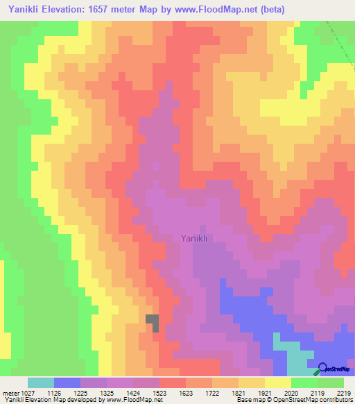 Yanikli,Turkey Elevation Map