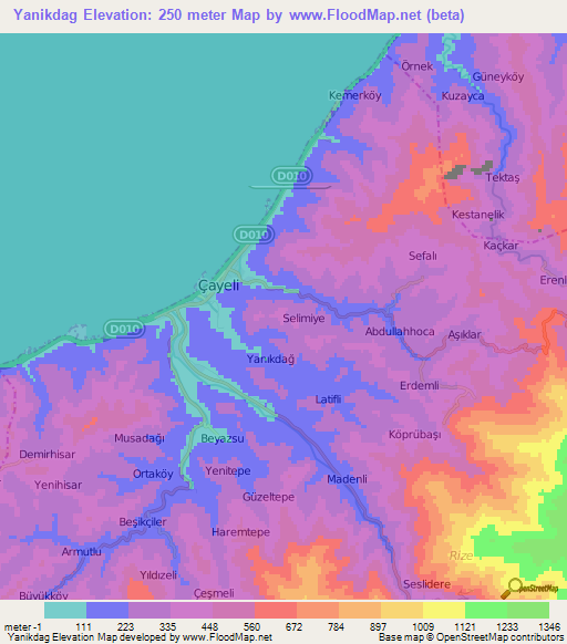 Yanikdag,Turkey Elevation Map