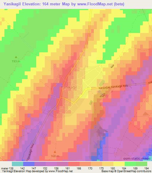 Yanikagil,Turkey Elevation Map