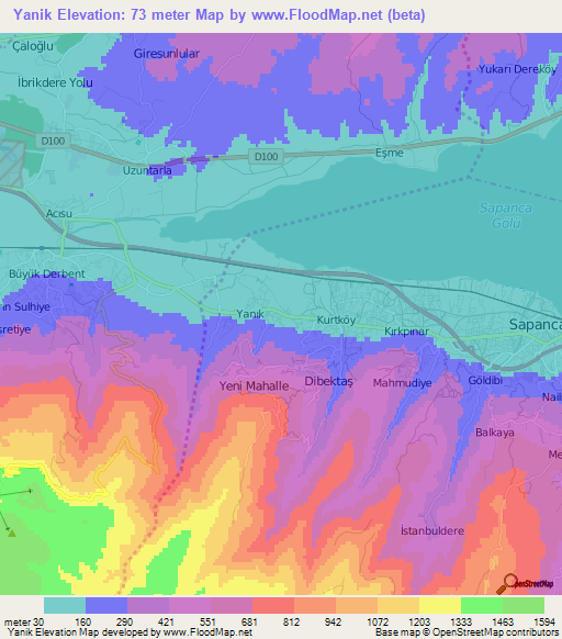 Yanik,Turkey Elevation Map