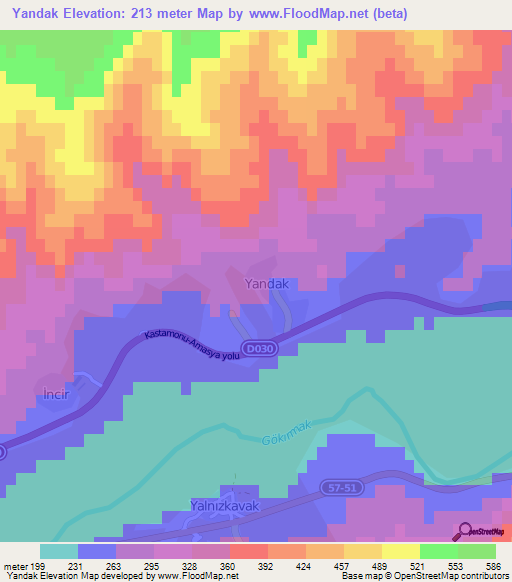 Yandak,Turkey Elevation Map