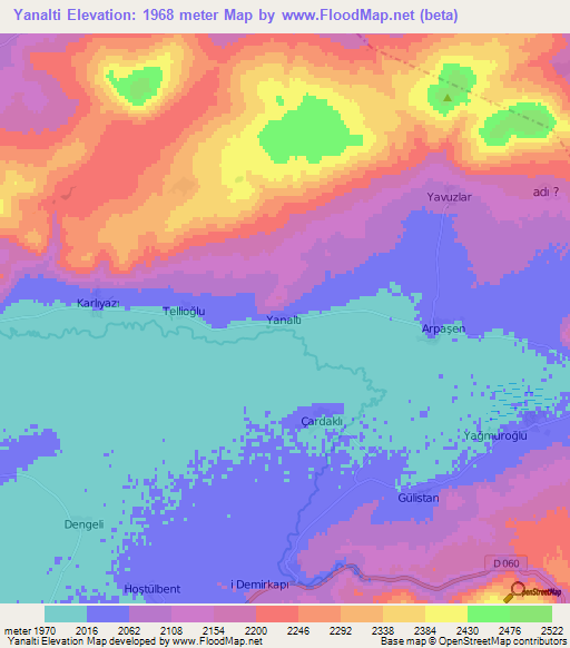 Yanalti,Turkey Elevation Map