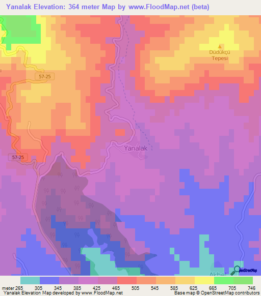 Yanalak,Turkey Elevation Map