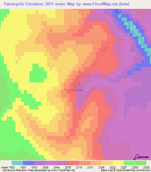 Yamacyolu,Turkey Elevation Map