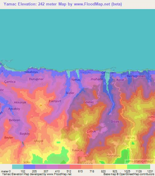 Yamac,Turkey Elevation Map