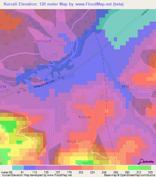 Kurcali,Turkey Elevation Map