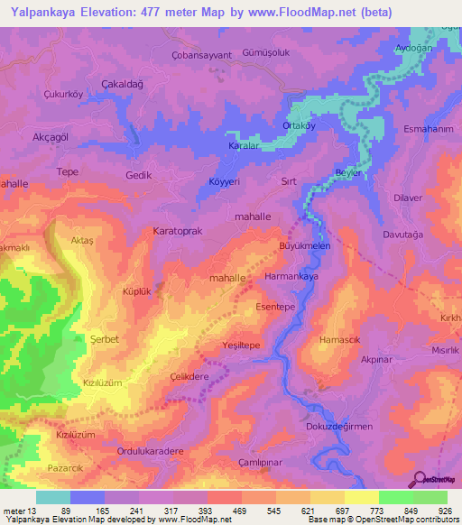 Yalpankaya,Turkey Elevation Map