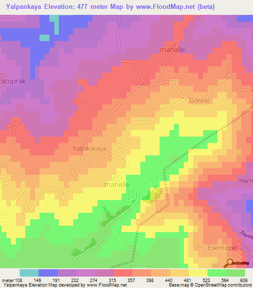 Yalpankaya,Turkey Elevation Map