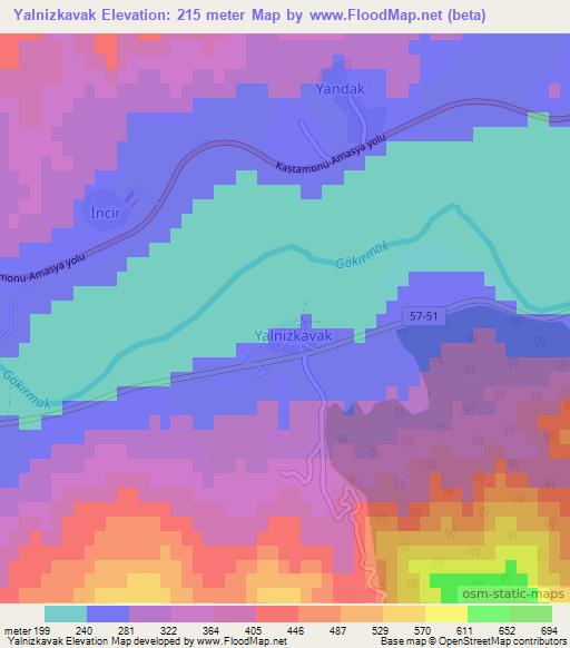 Yalnizkavak,Turkey Elevation Map