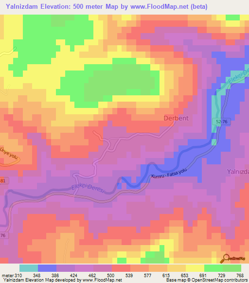 Yalnizdam,Turkey Elevation Map