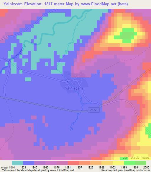 Yalnizcam,Turkey Elevation Map