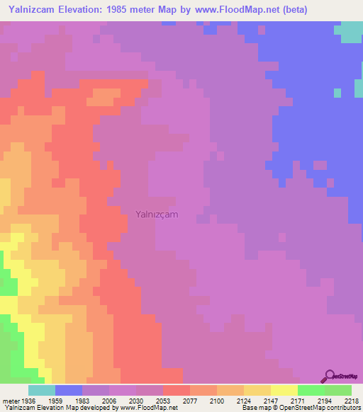 Yalnizcam,Turkey Elevation Map