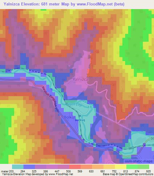 Yalnizca,Turkey Elevation Map