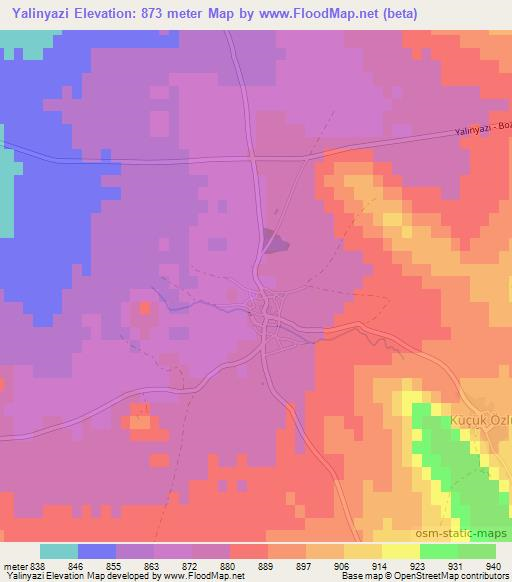 Yalinyazi,Turkey Elevation Map