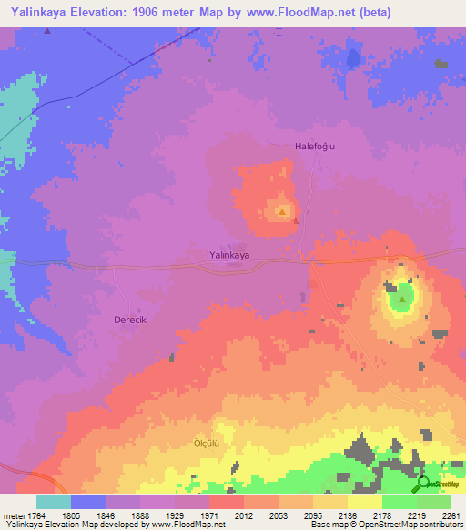 Yalinkaya,Turkey Elevation Map