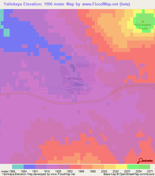 Yalinkaya,Turkey Elevation Map