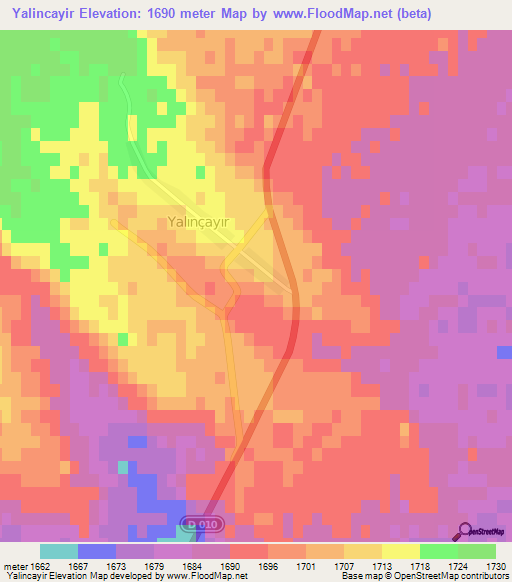 Yalincayir,Turkey Elevation Map