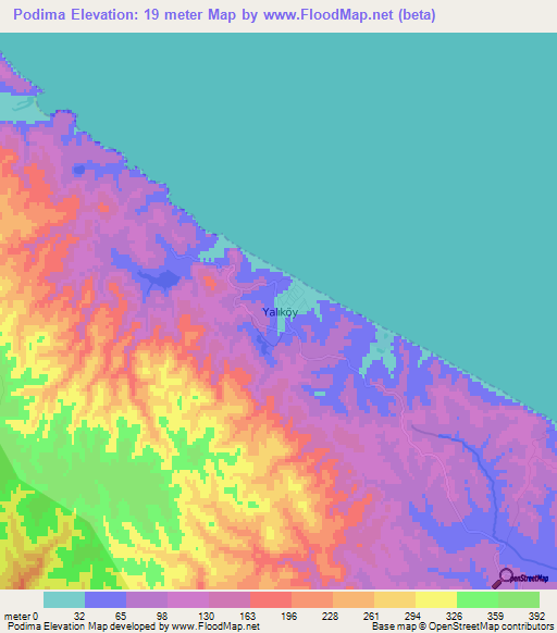 Podima,Turkey Elevation Map