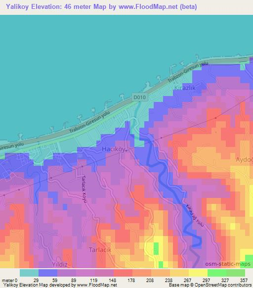 Yalikoy,Turkey Elevation Map