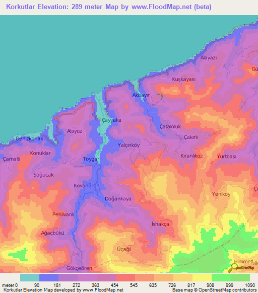 Korkutlar,Turkey Elevation Map