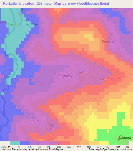 Korkutlar,Turkey Elevation Map