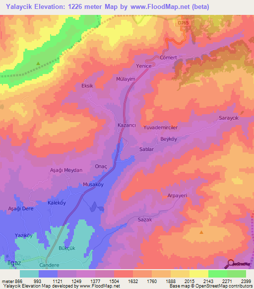 Yalaycik,Turkey Elevation Map