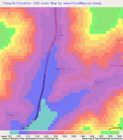 Yalaycik,Turkey Elevation Map