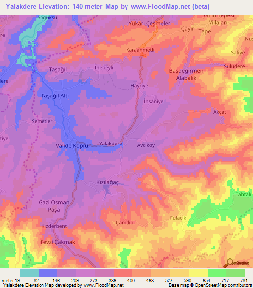 Yalakdere,Turkey Elevation Map