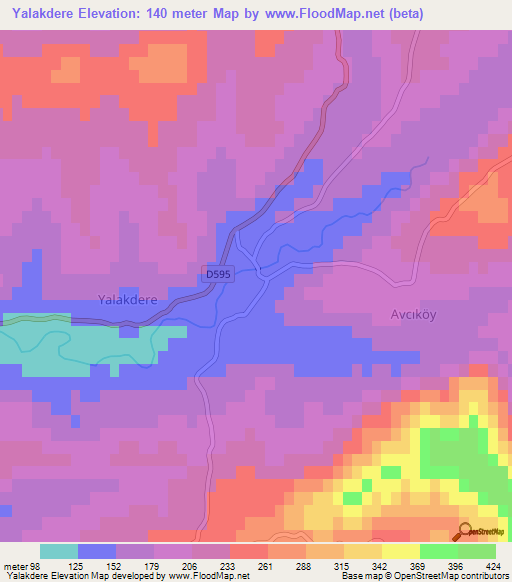 Yalakdere,Turkey Elevation Map