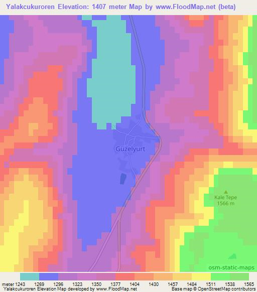 Yalakcukuroren,Turkey Elevation Map