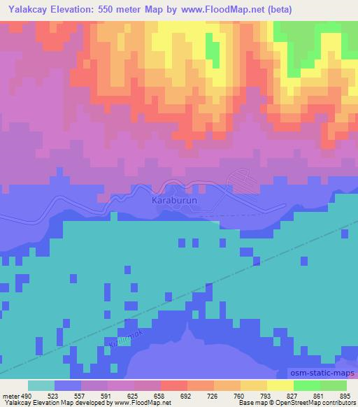 Yalakcay,Turkey Elevation Map