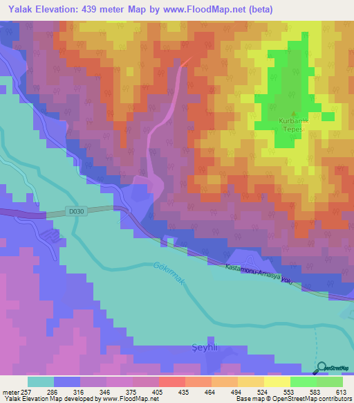 Yalak,Turkey Elevation Map