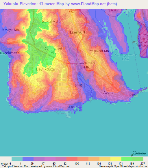 Yakuplu,Turkey Elevation Map