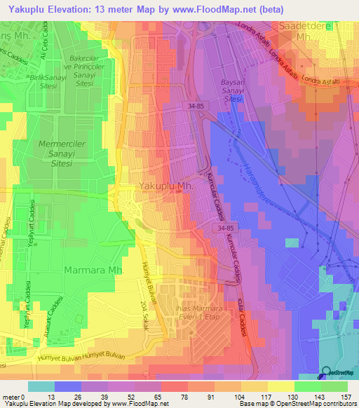 Yakuplu,Turkey Elevation Map