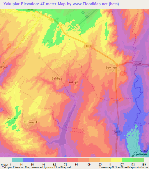 Yakuplar,Turkey Elevation Map