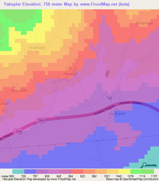 Yakuplar,Turkey Elevation Map