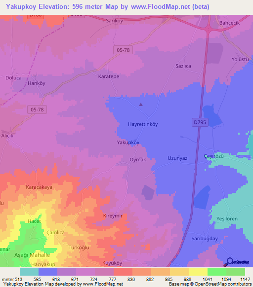 Yakupkoy,Turkey Elevation Map