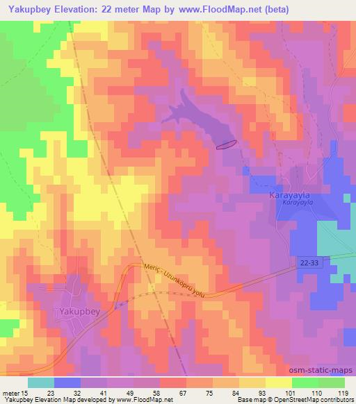 Yakupbey,Turkey Elevation Map