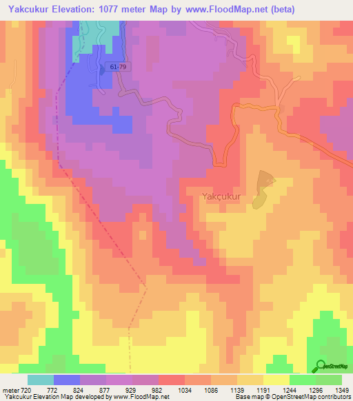 Yakcukur,Turkey Elevation Map