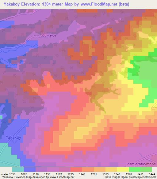 Yakakoy,Turkey Elevation Map