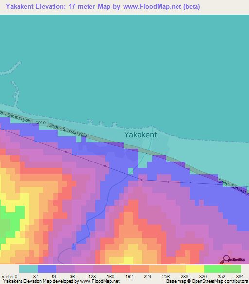 Yakakent,Turkey Elevation Map