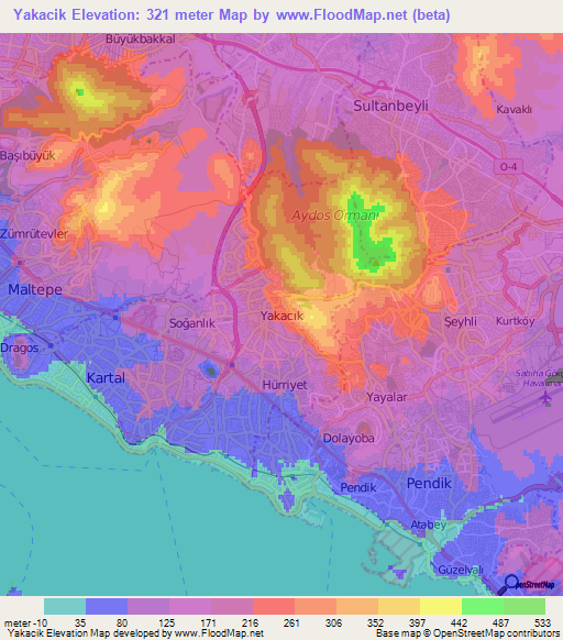 Yakacik,Turkey Elevation Map