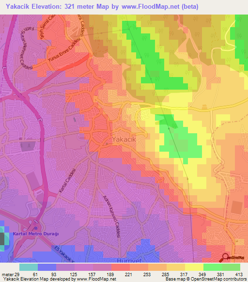 Yakacik,Turkey Elevation Map